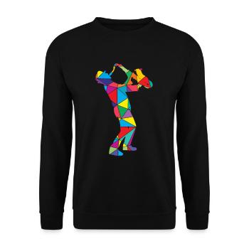 Low Poly Polygon Saxophone - Unisex Sweatshirt - black - Front - Alina (178cm) & Michal (187cm)
