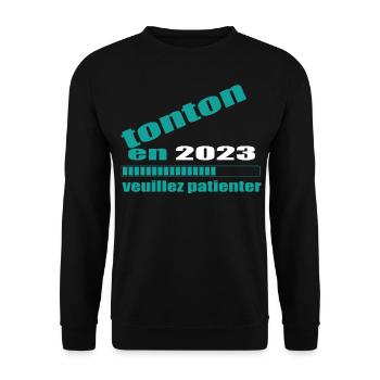 Tonton En 2023 Veuillez Patienter - Sweat-shirt Unisexe - noir - Devant - Alina (178cm) & Michal (187cm)