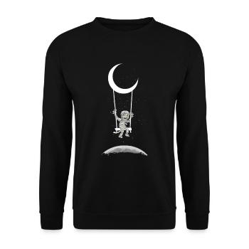 Mumie auf Mond Schaukel Halloween Kostüm - Unisex Pullover - Schwarz - Vorne - Alina (178cm) & Michal (187cm)