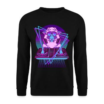 Vaporwave Sheep DJ Desk Sheep - Sweat-shirt Unisexe - noir - Devant - Alina (178cm) & Michal (187cm)