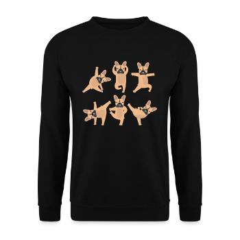 Yoga French Bulldog - Unisex Sweatshirt - black - Front - Alina (178cm) & Michal (187cm)