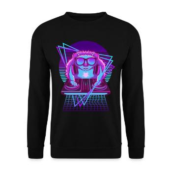 Vaporwave Hedgehog DJ Pult Hedgehog - Unisex Pullover - Schwarz - Vorne - Alina (178cm) & Michal (187cm)
