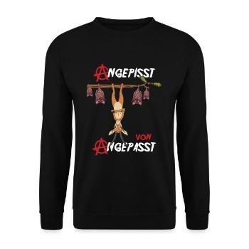 Angepisst von Angepasst Be Different Gazelle - Unisex Pullover - Schwarz - Vorne - Alina (178cm) & Michal (187cm)