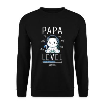 Level PAPA Loading Pregnancy Gaming Cat - Unisex Sweatshirt - black - Front - Alina (178cm) & Michal (187cm)