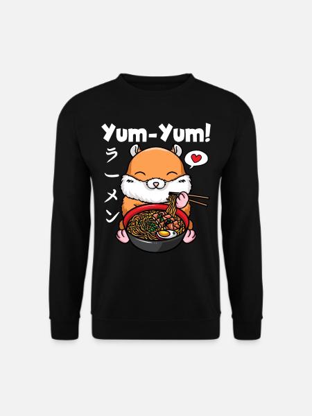 Yum Yum Japan Anime Ramen Nudel Hamster - Unisex Pullover - Schwarz