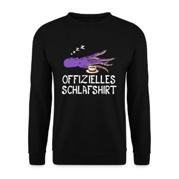 Offizielles Schlafshirt Krake Oktopus Tintenfisch - Unisex Pullover - Schwarz - Vorne - Alina (178cm) & Michal (187cm)