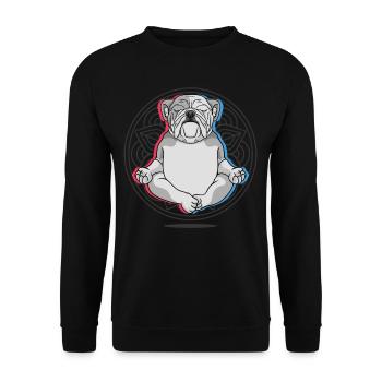Namaste Bulldog Mandala Lotus Englische Bulldogge - Unisex Pullover - Schwarz - Vorne - Alina (178cm) & Michal (187cm)