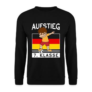 Fußball Einschulung Aufstieg 7. Klasse Schulkind - Unisex Pullover - Schwarz - Vorne - Alina (178cm) & Michal (187cm)