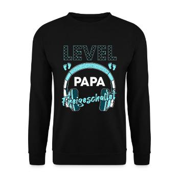 Level Papa freigeschaltet Gamer Vater - Unisex Pullover - Schwarz - Vorne - Alina (178cm) & Michal (187cm)