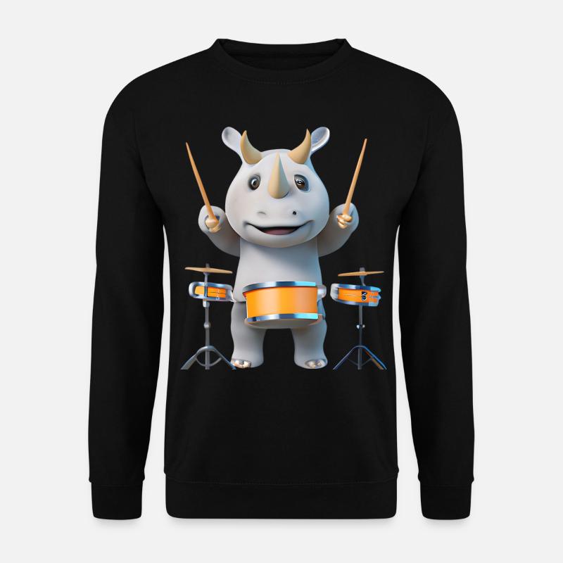 Drum-playing rhinoceros - Unisex Sweatshirt - black