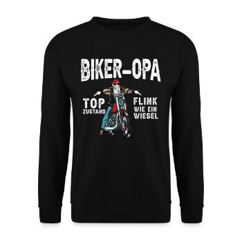 Motorrad Opa Motorradfahrer Biker Opa Top Zustand - Unisex Pullover - Schwarz - Vorne - Alina (178cm) & Michal (187cm)