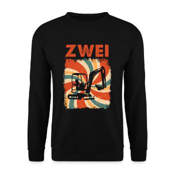 2. Geburtstag Bagger 2 Geburtstagshirt - Unisex Pullover - Schwarz - Vorne - Alina (178cm) & Michal (187cm)