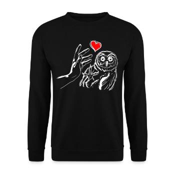 Hibou Oiseau Amour Hiboux High Five - Sweat-shirt Unisexe - noir - Devant - Alina (178cm) & Michal (187cm)