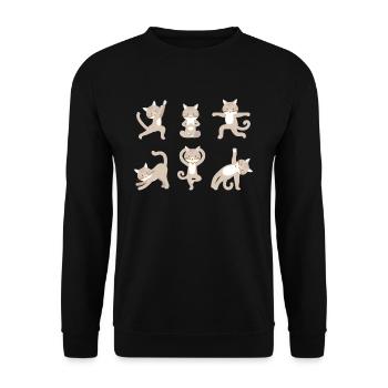Yoga Cat Méditation Cat fait des exercices de yoga - Sweat-shirt Unisexe - noir - Devant - Alina (178cm) & Michal (187cm)