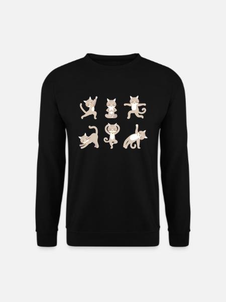 Yoga Katze Meditation Katze macht Yoga Übungen - Unisex Pullover - Schwarz