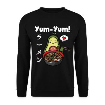 Yum Yum Japan Anime Ramen Nudel Frucht Avocado - Unisex Pullover - Schwarz - Vorne - Alina (178cm) & Michal (187cm)