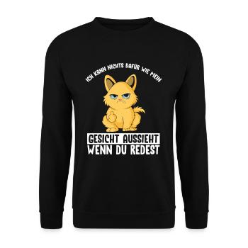 Kann nichts dafür wie mein Gesicht aussieht - Unisex Pullover - Schwarz - Vorne - Alina (178cm) & Michal (187cm)