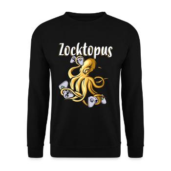 Gaming Octopus Gaming Tintenfisch Zocktopus - Unisex Pullover - Schwarz - Vorne - Alina (178cm) & Michal (187cm)