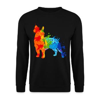 Éclaboussures de couleur colorées Français Bulldog - Sweat-shirt Unisexe - noir - Devant - Alina (178cm) & Michal (187cm)