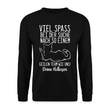 VIEL SPAß Bei der suche nach so einem geilen Team - Unisex Pullover - Schwarz - Vorne - Alina (178cm) & Michal (187cm)