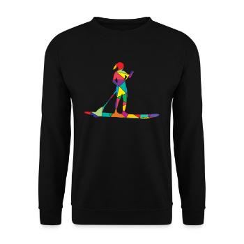 Low Poly Paddler Polygon Stand Up Paddle - Sweat-shirt Unisexe - noir - Devant - Alina (178cm) & Michal (187cm)