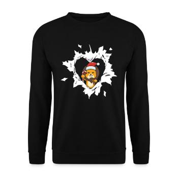 Lion with Christmas hat looks torn - Unisex Sweatshirt - black - Front - Alina (178cm) & Michal (187cm)