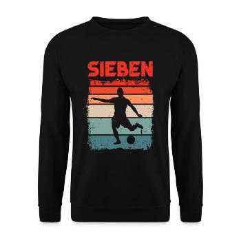7. Geburtstag Fußball 7 Jahre Alt Fussballer - Unisex Pullover - Schwarz - Vorne - Alina (178cm) & Michal (187cm)