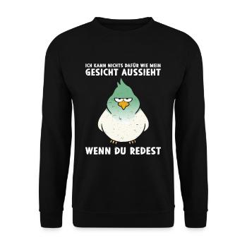 Kann nichts dafür Gesicht aussieht - Unisex Pullover - Schwarz - Vorne - Alina (178cm) & Michal (187cm)