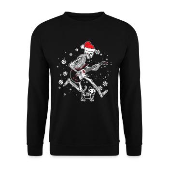 Skeleton Guitar Cat - Unisex Sweatshirt - black - Front - Alina (178cm) & Michal (187cm)