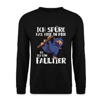 Ich Spüre Das Tier In Mir Es Ist Ein Faultier - Unisex Pullover - Schwarz - Vorne - Alina (178cm) & Michal (187cm)