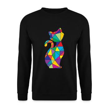 Cat Meow Polygon Cat Kitten - Unisex Sweatshirt - black - Front - Alina (178cm) & Michal (187cm)