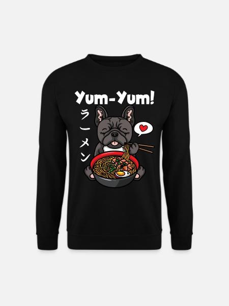 Japan Anime Bulldogge Ramen Nudeln Hund Kawaii - Unisex Pullover - Schwarz