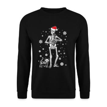 Skeleton Saxophone Cat - Unisex Pullover - Schwarz - Vorne - Alina (178cm) & Michal (187cm)