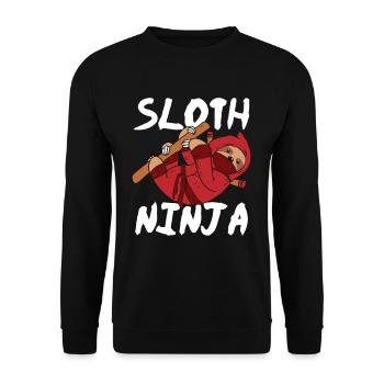 Sloth Ninja Japan Kitsune Style Japanese Samurai - Unisex Sweatshirt - black - Front - Alina (178cm) & Michal (187cm)