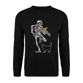 Skeleton Violin Cat - Unisex Sweatshirt - black - Front - Alina (178cm) & Michal (187cm)