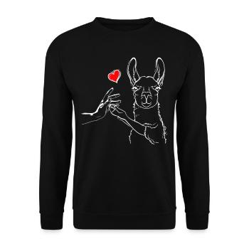Lama Love High Five - Sweat-shirt Unisexe - noir - Devant - Alina (178cm) & Michal (187cm)