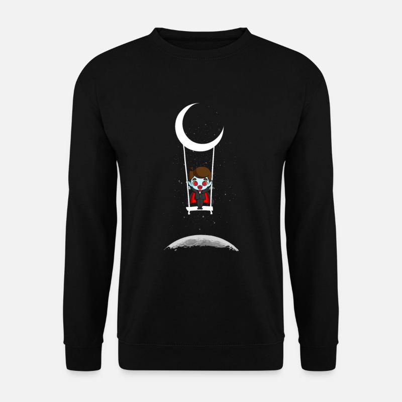 Dracula On Moon Swing Creepy Halloween - Unisex Pullover - Schwarz
