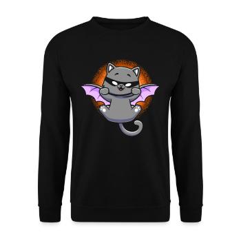 Katze Fledermaus - Unisex Pullover - Schwarz - Vorne - Alina (178cm) & Michal (187cm)