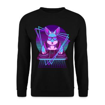 Vaporwave Kaninchen DJ Pult Kaninchen - Unisex Pullover - Schwarz - Vorne - Alina (178cm) & Michal (187cm)
