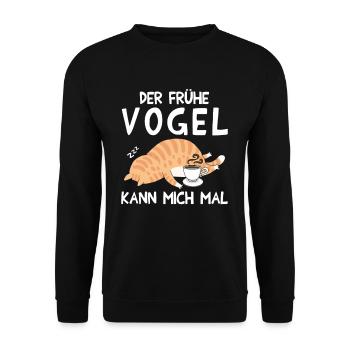 Le lève-tôt Can Me Cat - Sweat-shirt Unisexe - noir - Devant - Alina (178cm) & Michal (187cm)