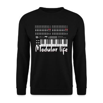 Modular Life DJ Pult Audio Musik Synthesizer - Unisex Pullover - Schwarz - Vorne - Alina (178cm) & Michal (187cm)