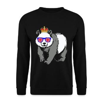 Panda Queen Elizabeth II British Crown - Unisex Sweatshirt - black - Front - Alina (178cm) & Michal (187cm)