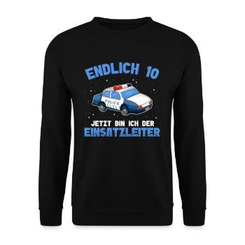 Polizei 10. Geburtstag Junge Polizei - Unisex Pullover - Schwarz - Vorne - Alina (178cm) & Michal (187cm)