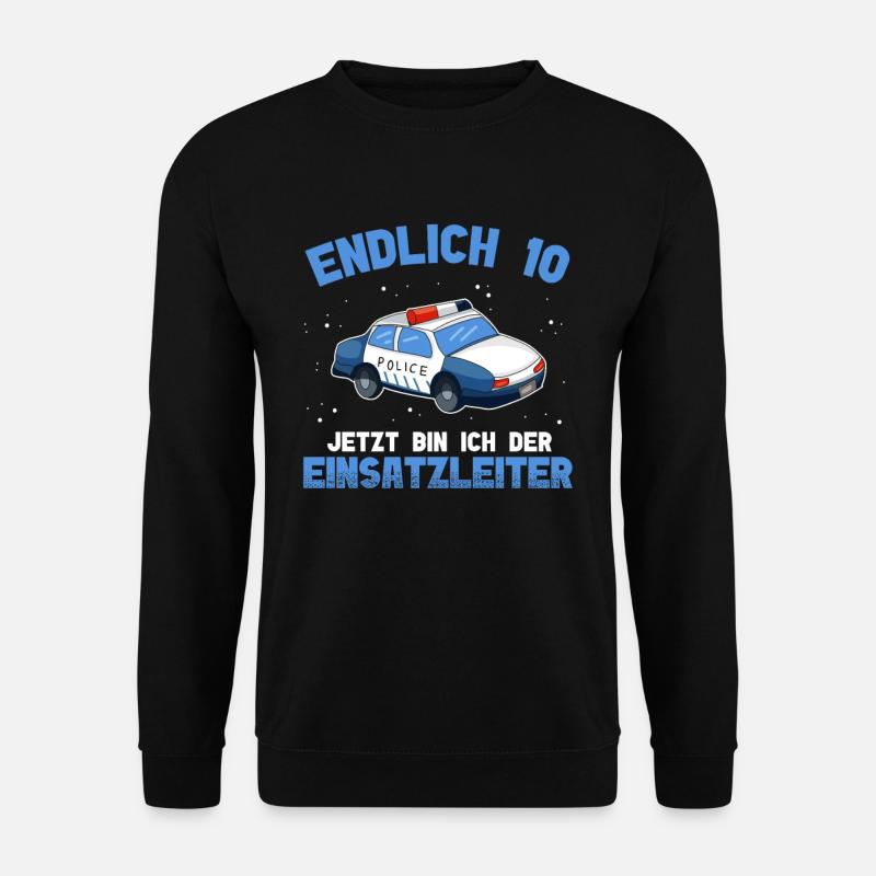 Polizei 10. Geburtstag Junge Polizei - Unisex Pullover - Schwarz