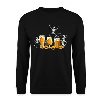 Skelett Bier Halloween Biertrinker Bier - Unisex Pullover - Schwarz - Vorne - Alina (178cm) & Michal (187cm)