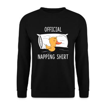 Official Napping Shirt Duck Pajama Sleeping Duck - Unisex Sweatshirt - black - Front - Alina (178cm) & Michal (187cm)