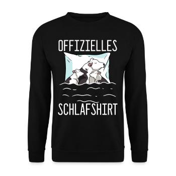 Offizielles Schlafshirt Kuh Schlafanzug Bauer - Unisex Pullover - Schwarz - Vorne - Alina (178cm) & Michal (187cm)