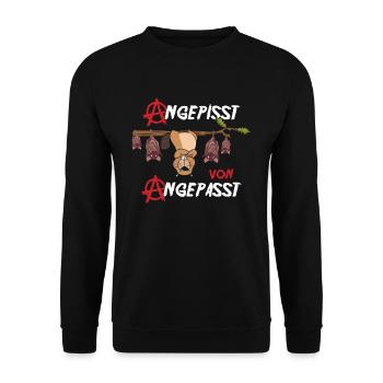 Angepisst von Angepasst Rebell Be Different Otter - Unisex Pullover - Schwarz - Vorne - Alina (178cm) & Michal (187cm)