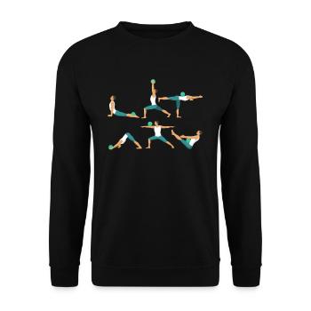 Yoga Bowling Meditation Bowler macht Yoga Übungen - Unisex Pullover - Schwarz - Vorne - Alina (178cm) & Michal (187cm)