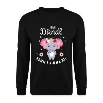 In Mei Dirndl Kumm I Nimma Nei Tracht Ersatz - Unisex Pullover - Schwarz - Vorne - Alina (178cm) & Michal (187cm)